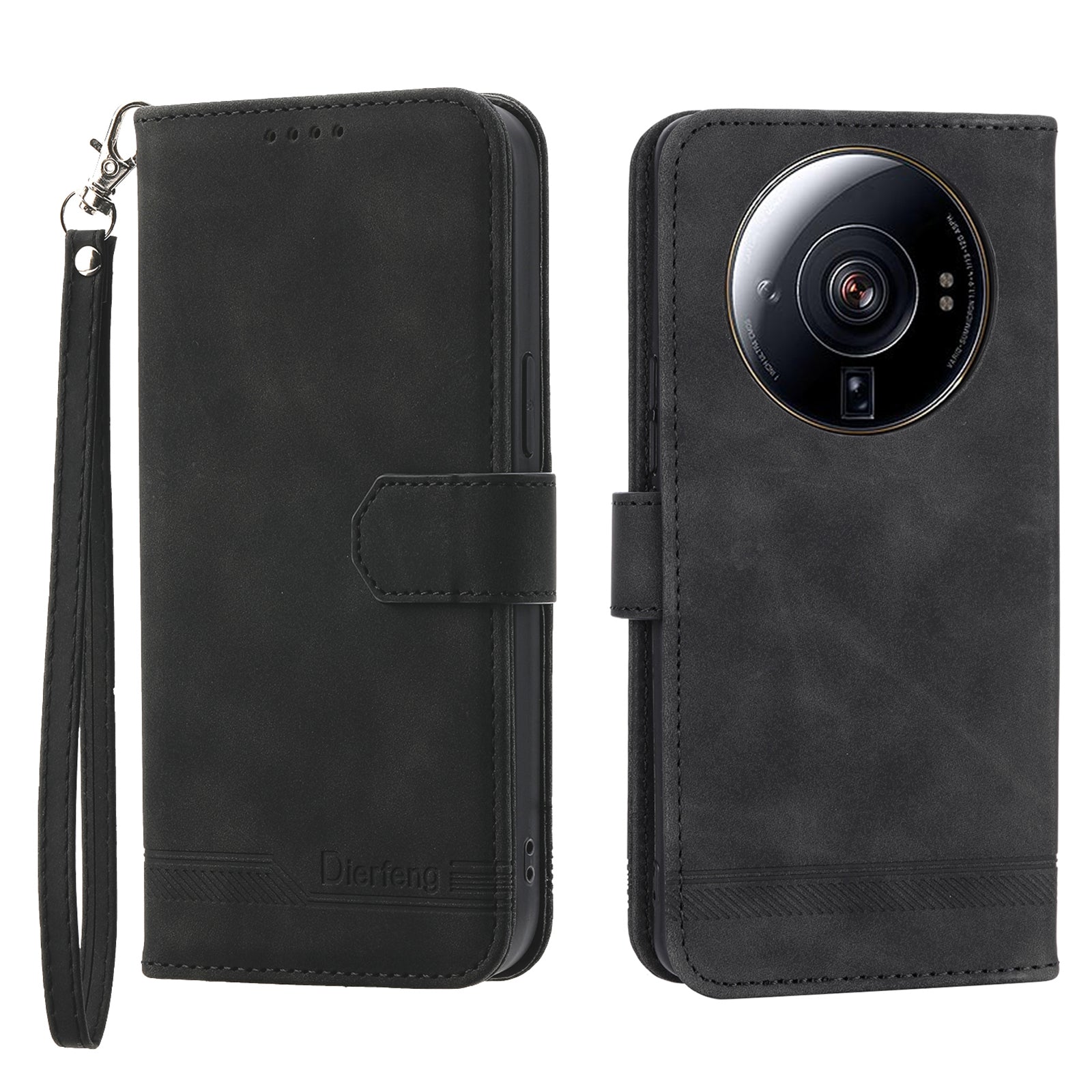 DIERFENG DF-03 Phone Case for Xiaomi 12S Ultra 5G Wallet Stand PU Leather Shockproof Line Imprinted Cover DIERFENG DF-03 Phone Case for Xiaomi 12S Ultra 5G Wallet Stand PU Leather Shockproof Line Imprinted Cover